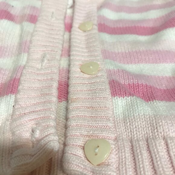 Baby V Pink & White Striped Knit Cardigan 0/3 Months 100% Cotton - Picture 2 of 8
